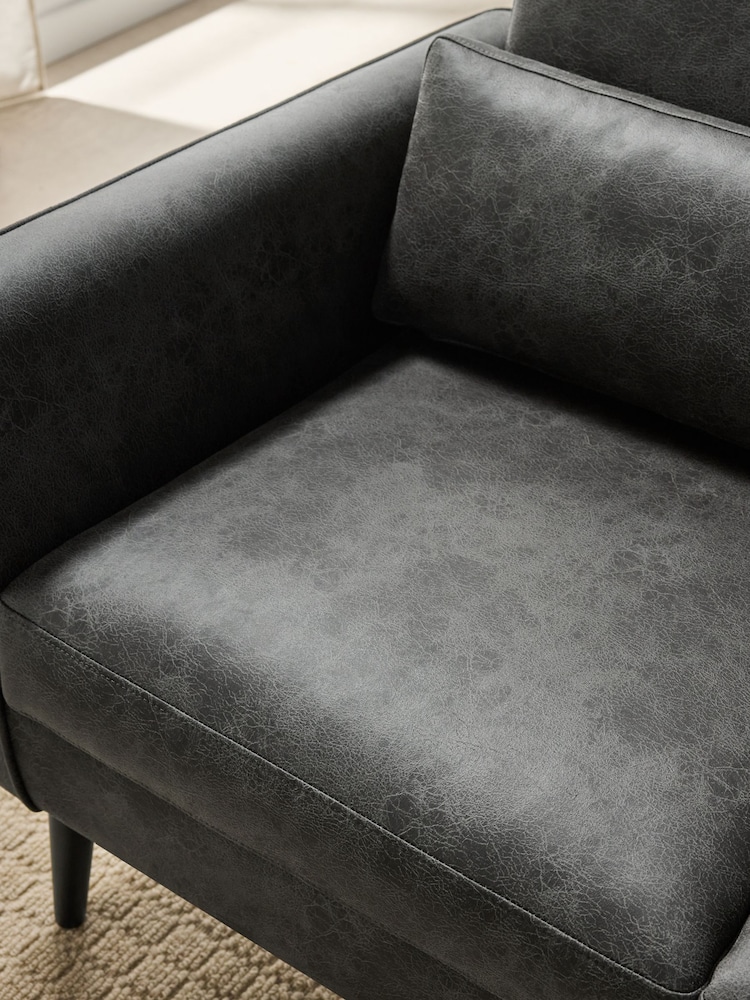 Monza Faux Leather Bark Grey Soft Linen Look Mila 2 Seater Small Sofa In A Box - Image 2 of 10