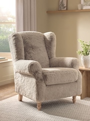 Oslo Faux Fur Mink Brown Sherlock Highback Armchair - Image 1 of 10