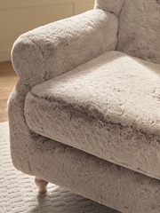 Oslo Faux Fur Mink Brown Sherlock Highback Armchair - Image 2 of 10