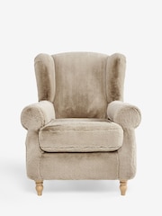 Oslo Faux Fur Mink Brown Sherlock Highback Armchair - Image 5 of 10