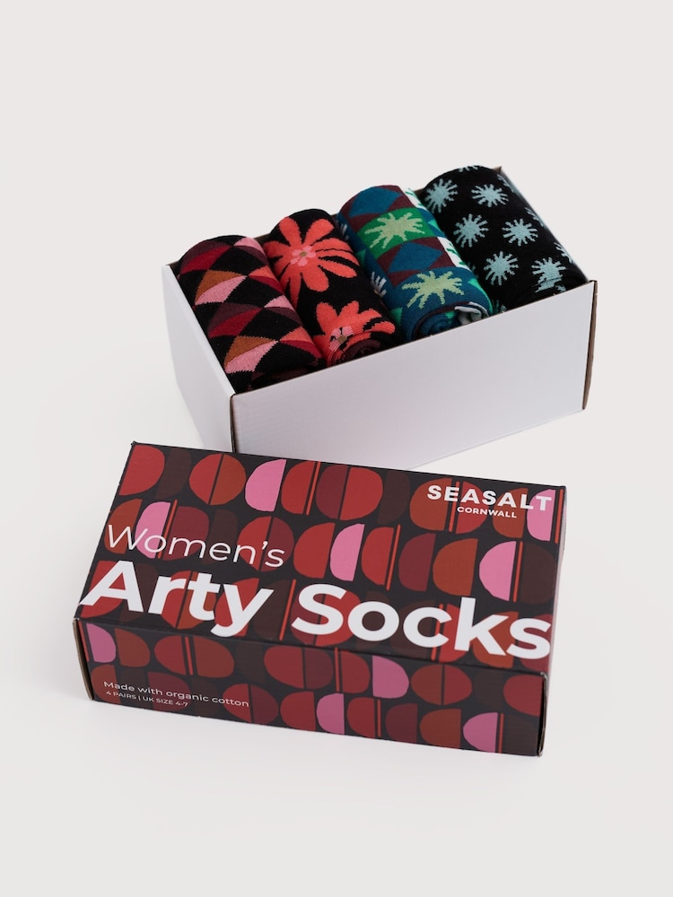 Seasalt Cornwall Gift Box of 4 Arty Socks Geo - Bild 1 von 3