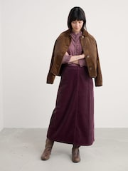 Seasalt Cornwall Purple Window Wren Cord Midi Skirt - Image 1 of 5