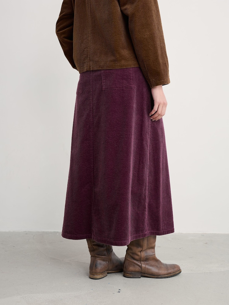 Seasalt Cornwall Purple Window Wren Cord Midi Skirt - Image 2 of 5