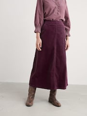 Seasalt Cornwall Purple Window Wren Cord Midi Skirt - Image 3 of 5