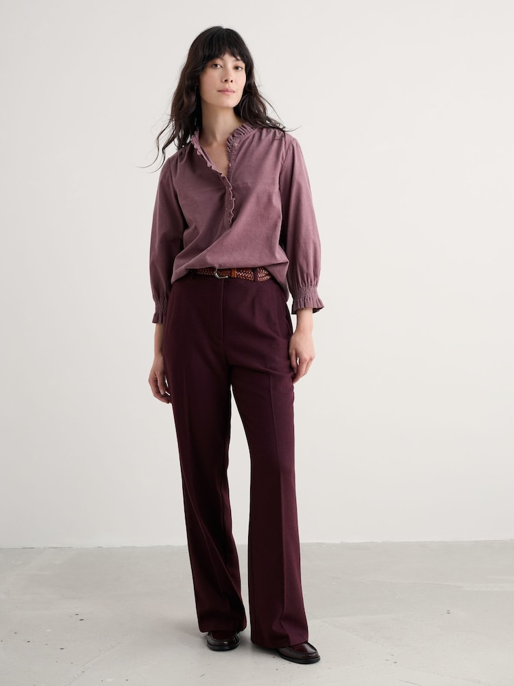 Seasalt Cornwall Purple Lowena Wool Blend Straight Leg Suit Trousers - Image 1 of 5 Seasalt Cornwall Purple Lowena Wool Blend Straight Leg Suit Trousers - Image 1 of 5