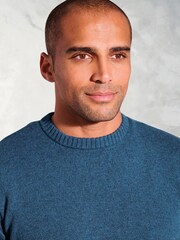 Brook Taverner Blue Lambswool Crew Neck Jumper - Image 2 of 3