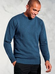 Brook Taverner Blue Lambswool Crew Neck Jumper - Image 3 of 3