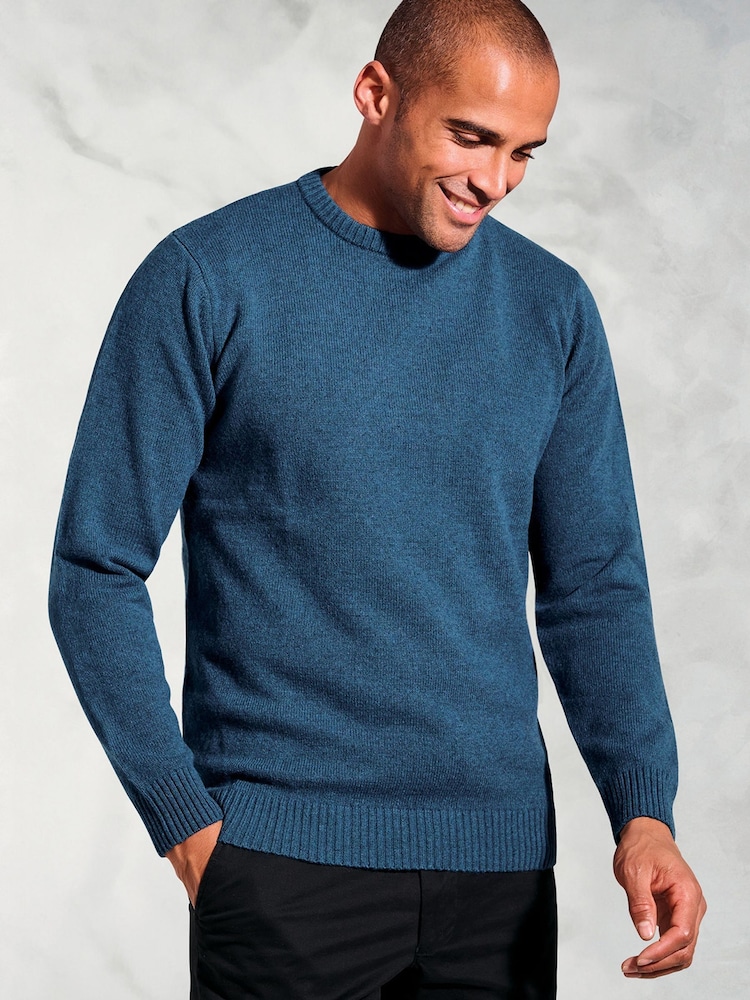 Brook Taverner Navy Blue Lambswool Crew Neck Jumper - Image 3 of 3 Brook Taverner Navy Blue Lambswool Crew Neck Jumper - Image 3 of 3