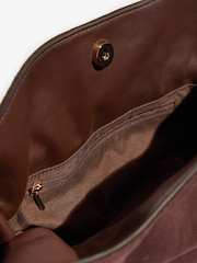 Friends Like These Chocolate Brown Faux Suede Medium Tassel Scrunch Clutch Bag - Image 6 of 7