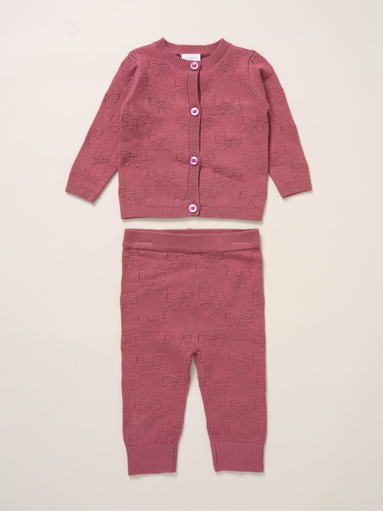 Rock-A-Bye Baby Boutique Pink Baby Knit Cardigan and Leggings Set - Image 1 of 5