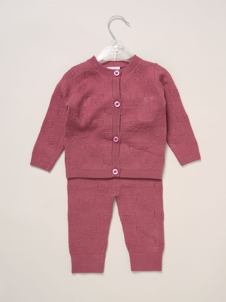 Rock-A-Bye Baby Boutique Pink Baby Knit Cardigan and Leggings Set - Image 2 of 5