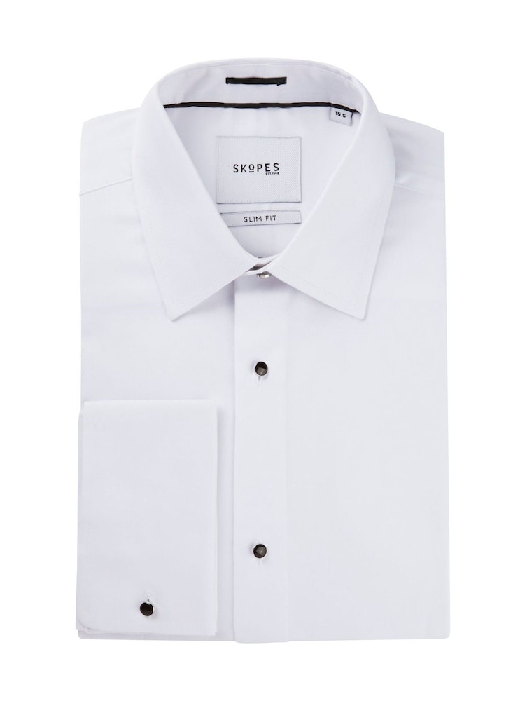 Skopes White Slim Luxury Formal Tailored Fit Dress Shirt - Image 6 of 6