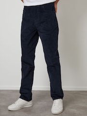 Threadbare Blue Straight Leg 5 Pocket Stretch Corduroy Trousers - Image 1 of 4