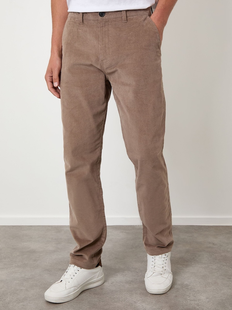 Threadbare Brown Straight Leg Stretch Corduroy Trousers - Image 1 of 4 Threadbare Brown Straight Leg Stretch Corduroy Trousers - Image 1 of 4