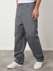 Threadbare Grey Baggy Fit 5 Pocket Chino Trousers - Image 1 of 4