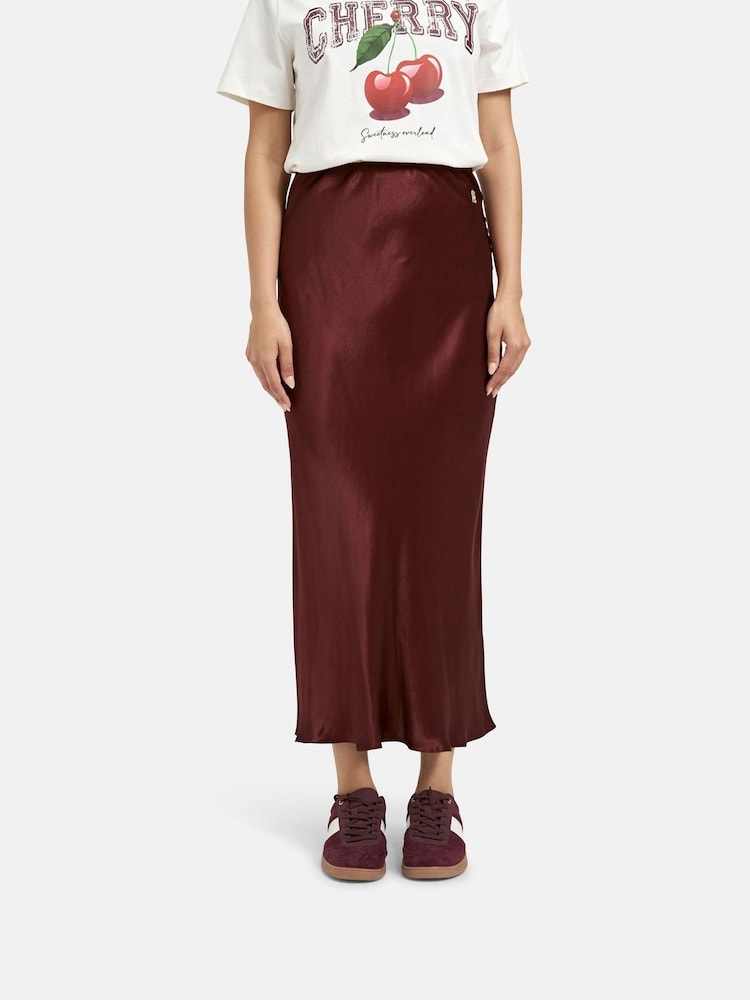 Smith & Soul Red Sateen Skirt - Image 1 of 3 Smith & Soul Red Sateen Skirt - Image 1 of 3
