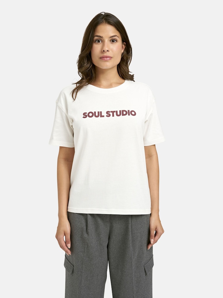 Smith & Soul Cream Slogan T-Shirt - Image 1 of 4 Smith & Soul Cream Slogan T-Shirt - Image 1 of 4