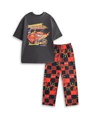 Vanilla Underground Black Disney Cars Lightning McQueen Short Sleeve Long Leg Pyjamas Set - Image 1 of 6