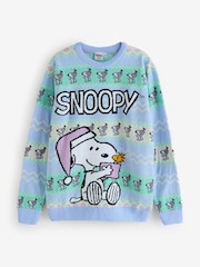 Vanilla Underground Blue Peanuts Snoopy Christmas Jumper - Image 1 of 6