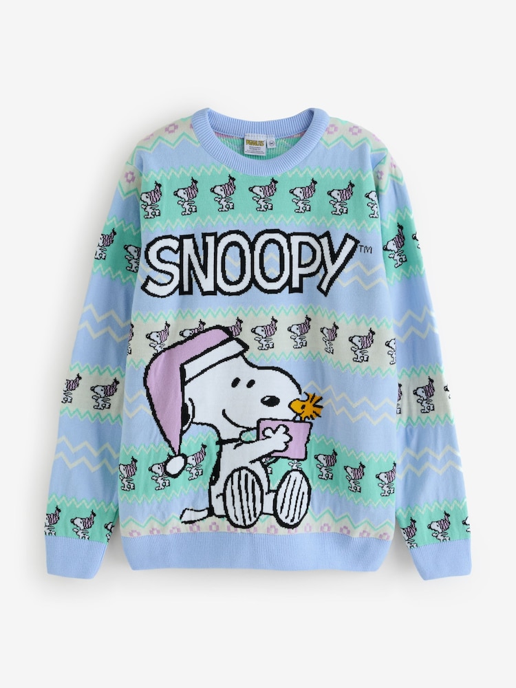 Vanilla Underground Blue Peanuts Snoopy Christmas Jumper - Image 1 of 6