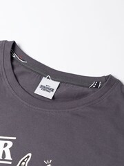 Vanilla Underground Grey Stranger Things Hellfire Club 100% Cotton Short Sleeve Long Leg Pyjamas Set - Image 8 of 9