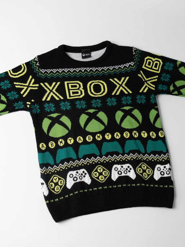 Vanilla Underground Black Xbox Logo Christmas Jumper - Image 2 of 6 Vanilla Underground Black Xbox Logo Christmas Jumper - Image 2 of 6