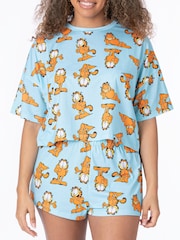 Vanilla Underground Blue Garfield All-Over Print Short Sleeve Short Leg Pyjamas Set - Image 4 of 6