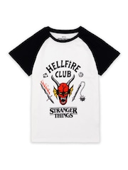 Vanilla Underground White Stranger Things Hellfire Club Short Sleeved T-Shirt - Image 1 of 5