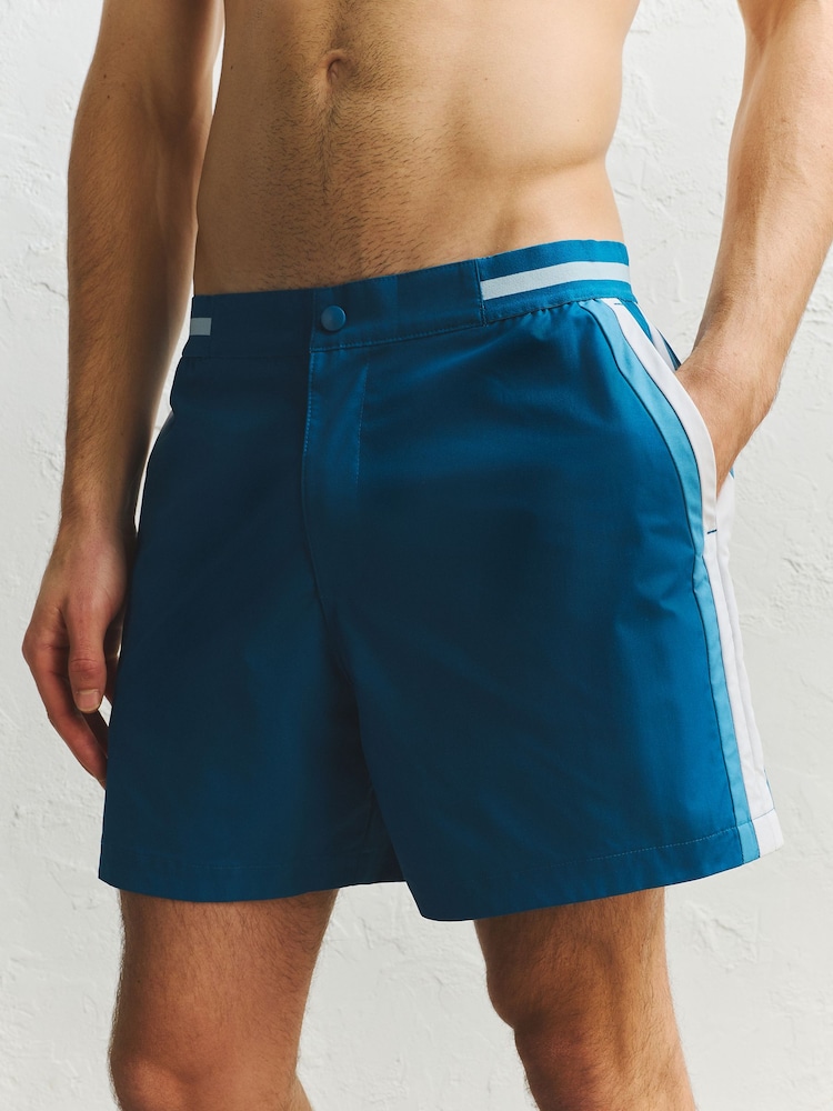 Blue Colour Block Swim Shorts 4" - Image 1 of 8