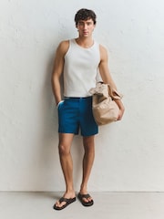 Blue Colour Block Swim Shorts 4" - Image 2 of 8