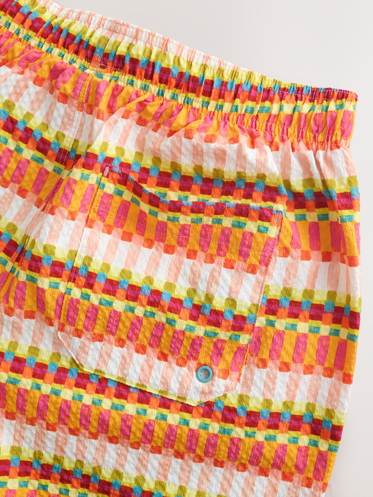 Orange Seersucker 5 inch Swim Shorts - Image 9 of 9