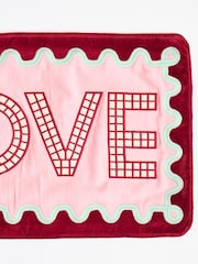 Oliver Bonas Pink Love Embroidered Cushion Cover 30x50cm - Image 3 of 5