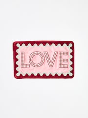 Oliver Bonas Pink Love Embroidered Cushion Cover 30x50cm - Image 4 of 5