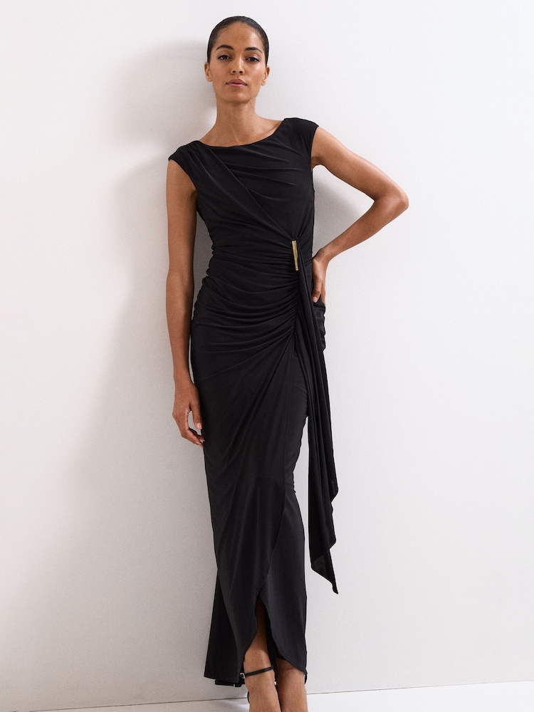 chinese dress ladies Phase Eight Donna Cap Sleeve Ruched Side Maxi Dress Scarlet Red Size 10 US  $240