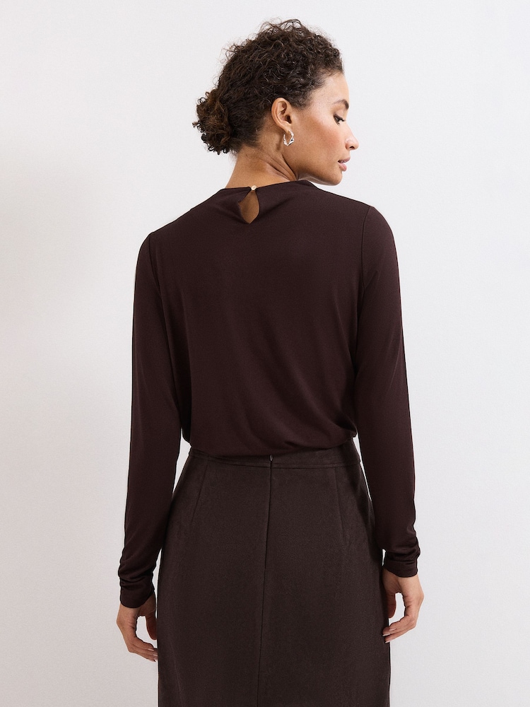 Phase Eight Brown Etta Gold Detail Top - Image 2 of 7 Phase Eight Brown Etta Gold Detail Top - Image 2 of 7