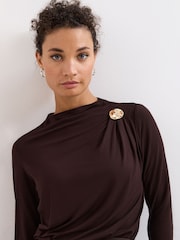 Phase Eight Brown Etta Gold Detail Top - Image 5 of 7