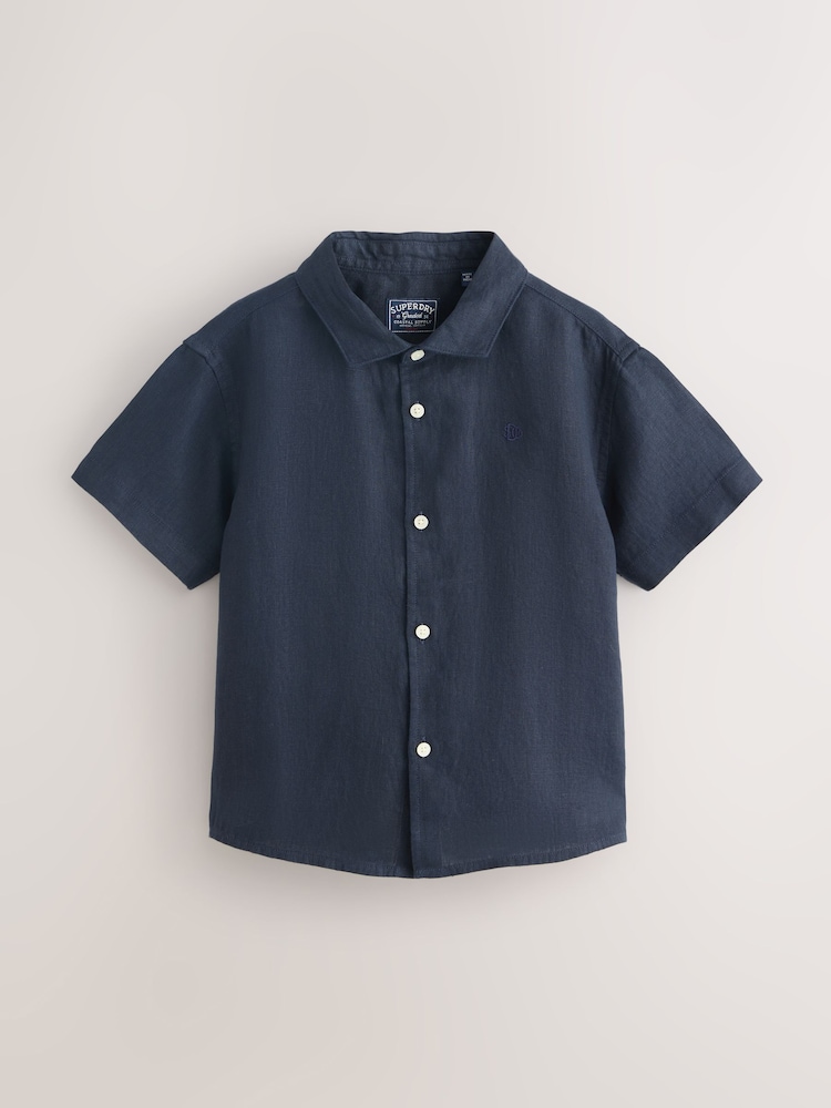 Superdry Navy Linen Shirt - Image 1 of 5