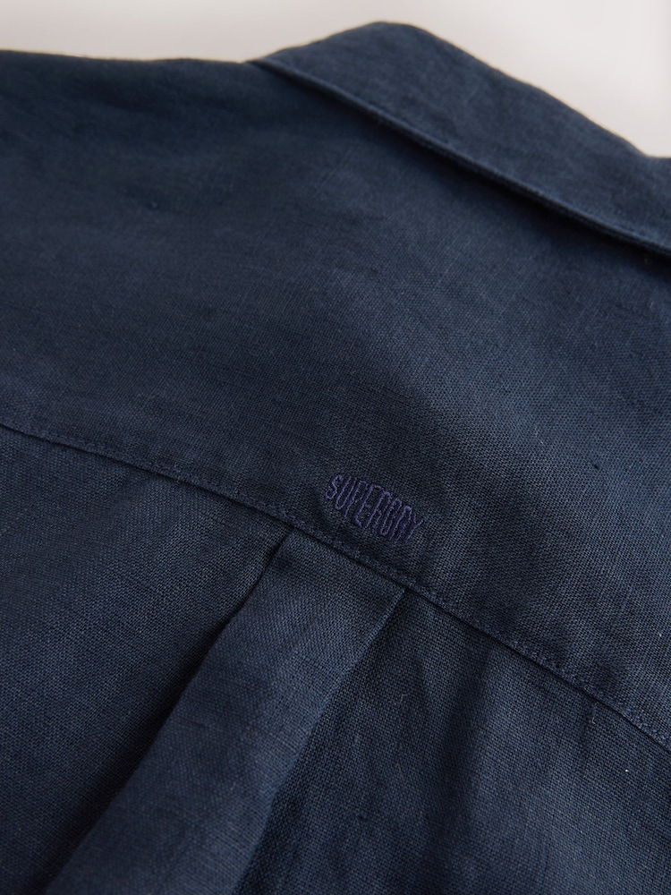 Superdry Navy Linen Shirt - Image 5 of 5