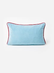 Oliver Bonas Blue Velvet Bow Cushion Cover 30x50cm - Image 4 of 5