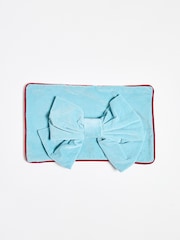 Oliver Bonas Blue Velvet Bow Cushion Cover 30x50cm - Image 5 of 5