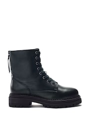 Moda in Pelle Green Chunky Lace Up Boots With Back Zip Trim - Image 1 of 4