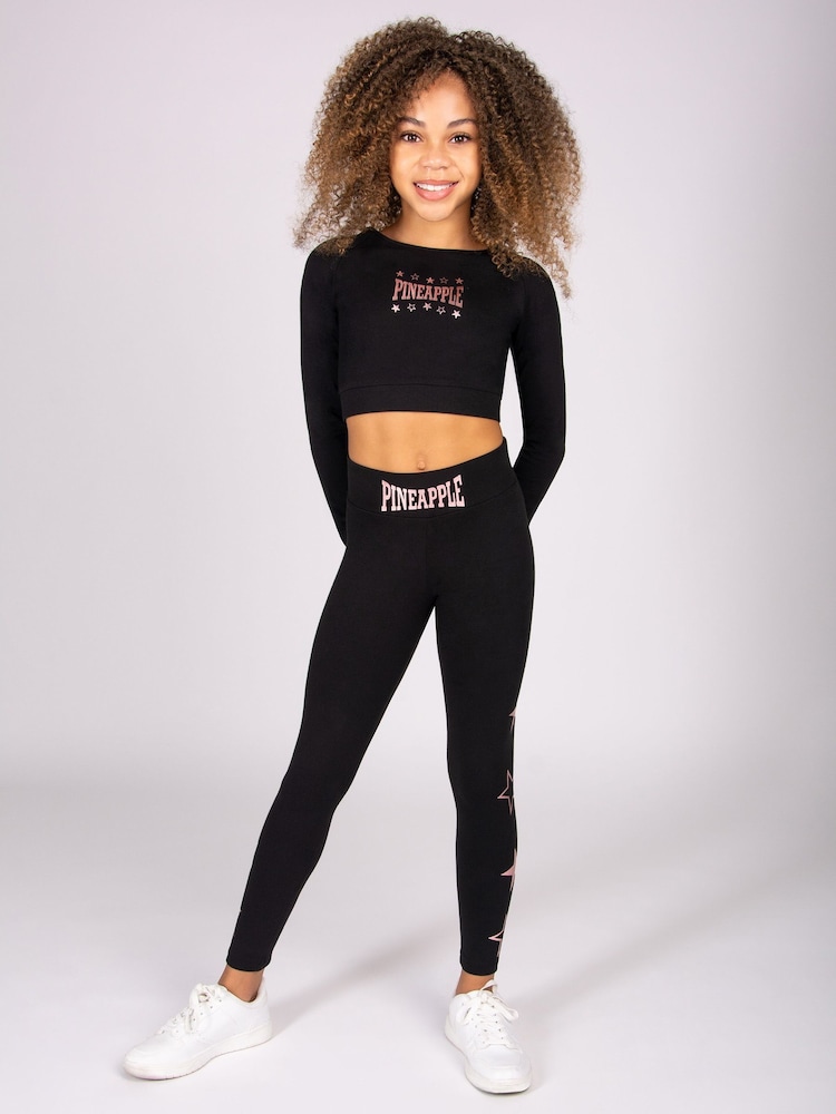 Pineapple Black Girls Raglan Long Sleeve Crop Top - Image 2 of 6
