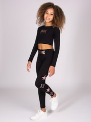 Pineapple Black Girls Raglan Long Sleeve Crop Top - Image 3 of 6