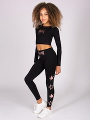 Pineapple Black Girls Raglan Long Sleeve Crop Top - Image 5 of 6