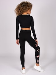 Pineapple Black Girls Raglan Long Sleeve Crop Top - Image 6 of 6