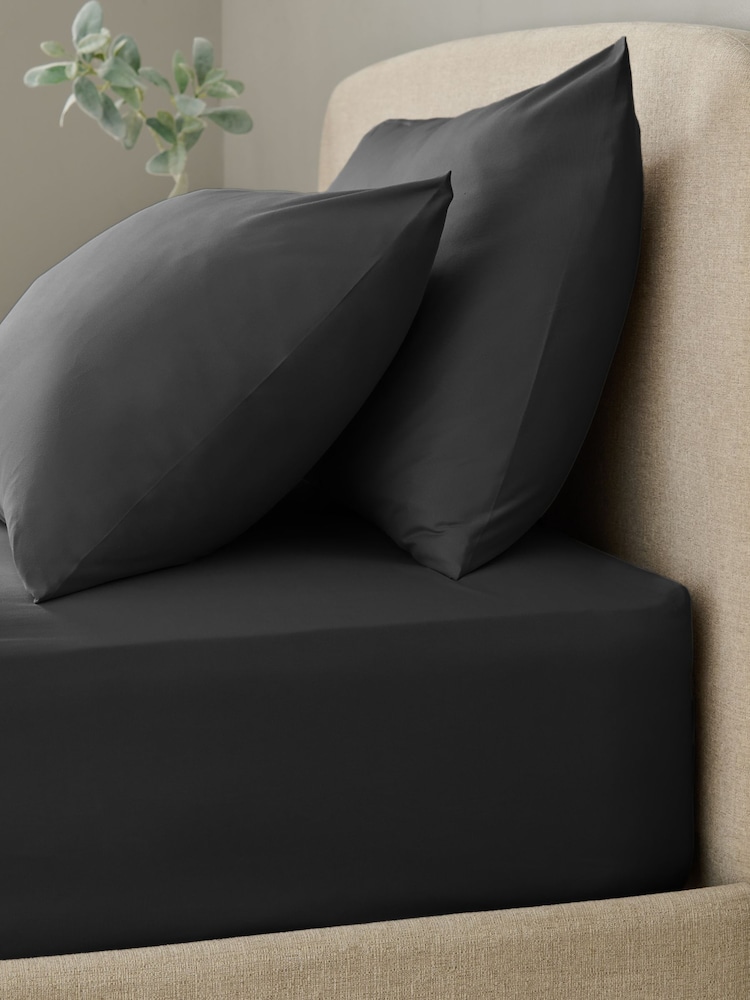 Black Non Iron Simply Soft Extra Deep Fitted Sheet - Image 1 of 2
