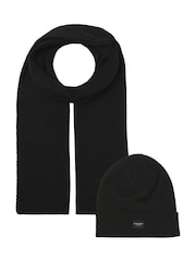 Jack & Jones Black Beanie And Scarf Set - Image 1 of 3