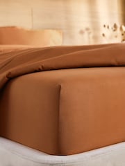 Orange Hazel Cotton Rich Deep Fitted Bed Sheet - Image 3 of 4