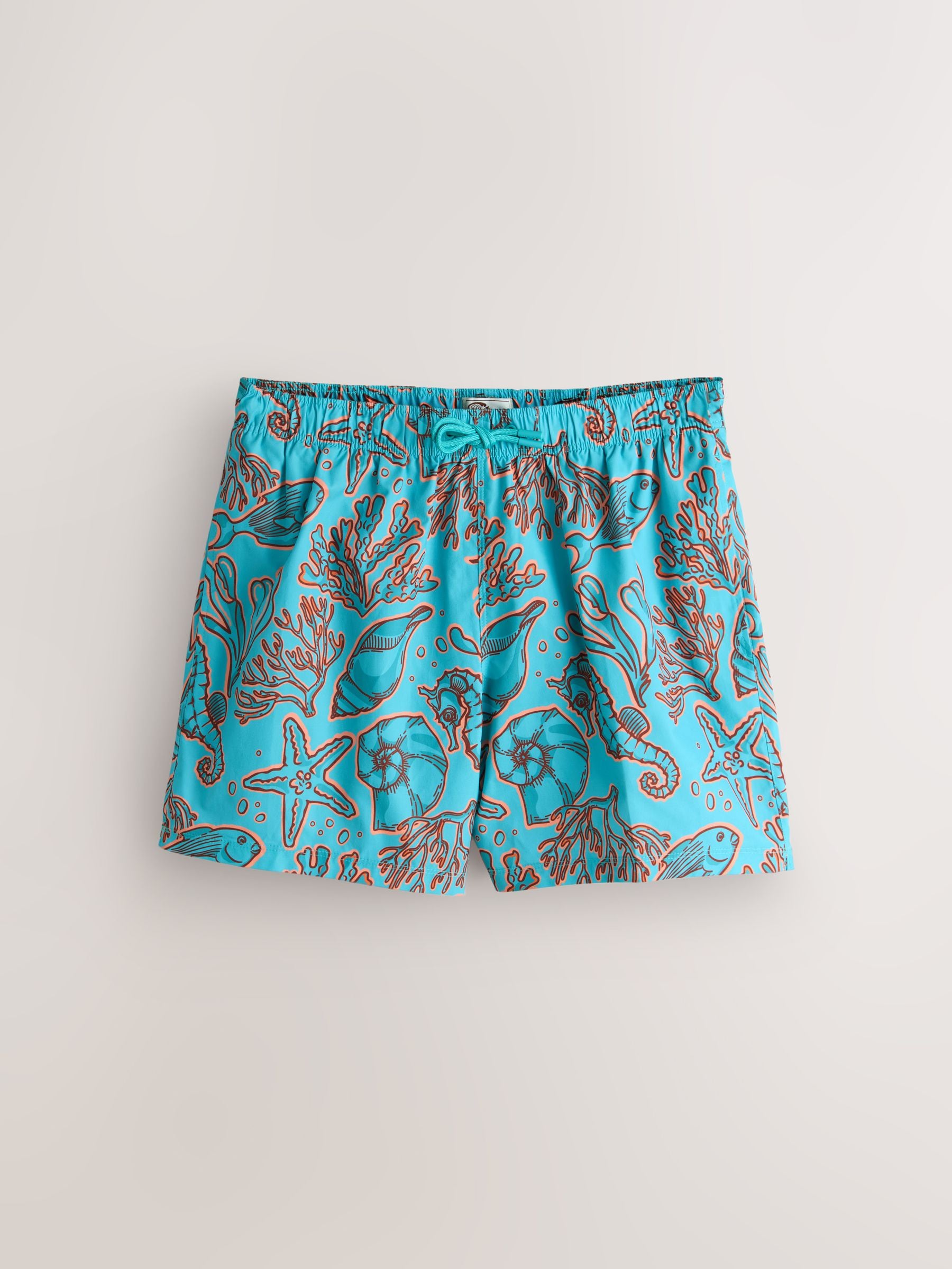 Buy Teal/Orange Coral Print Swim Shorts 5 Inch from Next USA