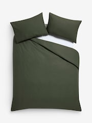 Dark Green 100% Cotton Duvet Cover and Pillowcase Set - Image 4 of 4